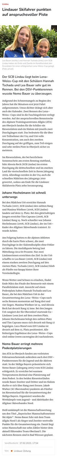 27.02.2023 Lindauer Zeitung Lena Weiss